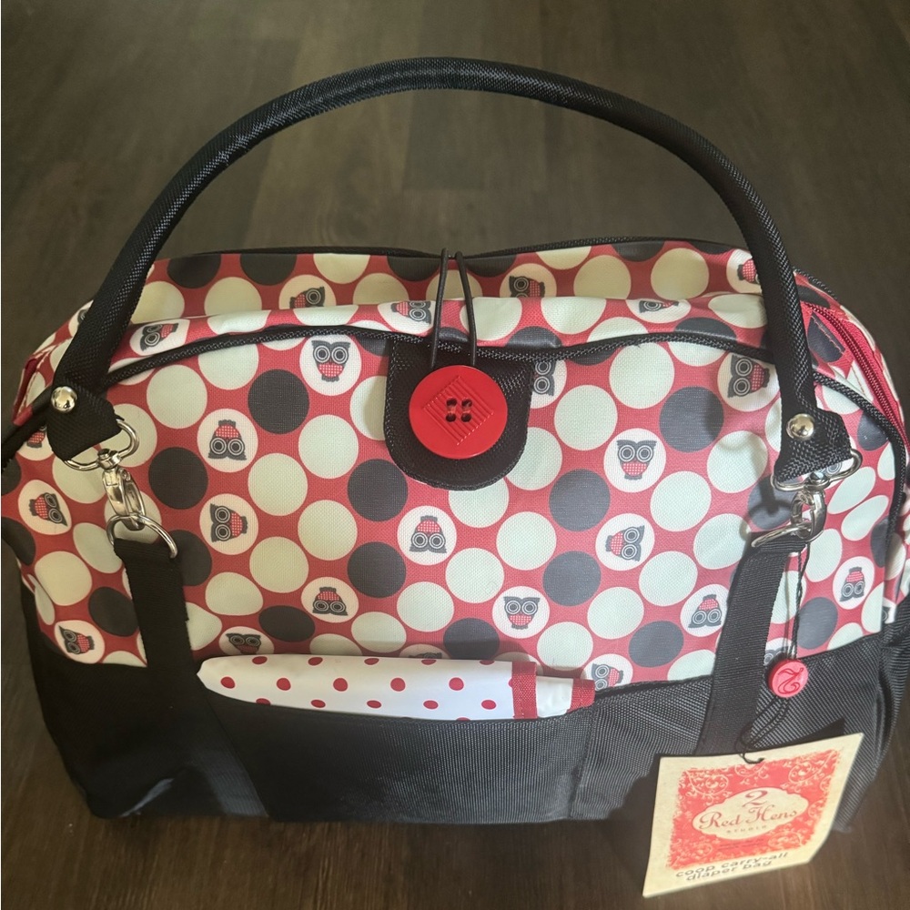New w/tag Vintage Red Hens Diaper Bag